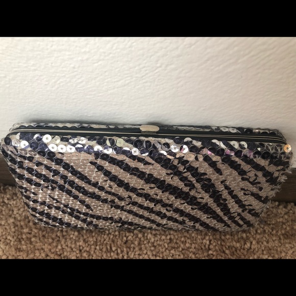 Silver and blue zebra print clutch / wallet - Picture 4 of 5
